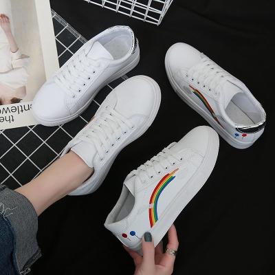 China Fashion Trend Rainbow Shoes Daily Walking Sneakers Student Shoes Cheap Price Flats Typical White Casual Factory Direct Sales for sale