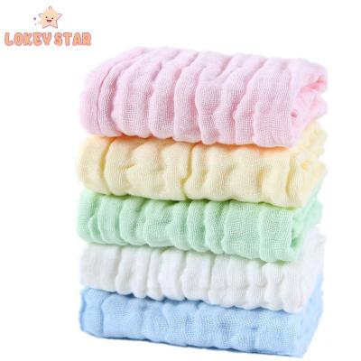 China Lokeystar QUICK DRY 25 x 25cm Solid Color Mini Size Cotton Baby Towels Absorbent Muslin Face Cleansing Towels for sale