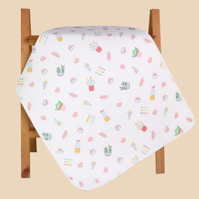 China Waterproof 70x90cm Cotton Flowers Muslin Cotton Changing Mat Baby Diaper Changing Pad for sale