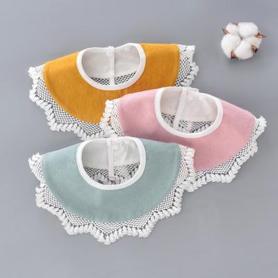 China Four Seasons Sustainable Children's Bib Cotton Waterproof Newborn Girl 360 Lace Saliva Towel Bib for sale