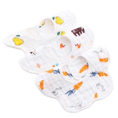 China Antibacterial Instant Button Flower Design 8 Layer Muslin Cotton Reusable Bibs For Kids for sale