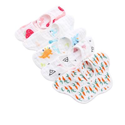 China Antibacterial 8 Layers Flower Muslin Cotton Baby Bibs Baby Drool Feeding Bibs for sale