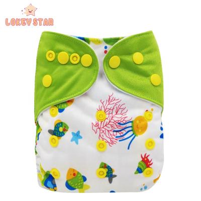 China LOKEY STAR Design Cloth Baby Printed Cloth Baby Cloth Diaper Pocket Cheap Double Row Snap Cloth Diapers In Stock for sale