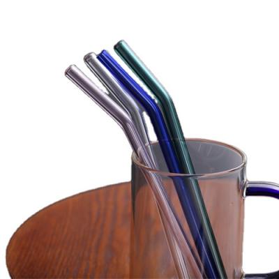 China 2022 Sustainable Use Amazon Success Custom Color Reusable Glass Drinking Straws With Logo for sale