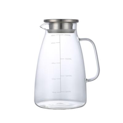 China 304 Stainless Steel Drinkware Cover Kettle Handle Glass Heat Resistant Bubble Viable Food Grade Teapot Cold Pot for sale