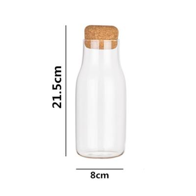 China High Temperature Resistance High Borosilicate Stocked Cork Glass Storage Bottle for sale