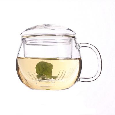 China Sustainable Hot Selling High Quality Clear Coffee Cups Three Piece Glass Mug Set for sale