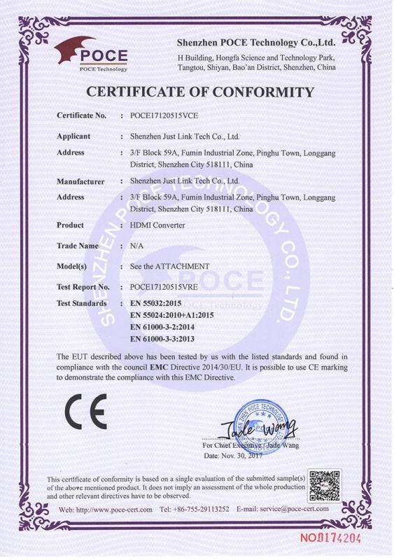 CE - Shenzhen Just Link Tech Co., Ltd.