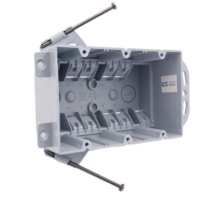 China Shanghai Linsky 3-Gang 44 residential/general purpose cu. in. New Works PVC Outlet Electrical Switch Box With Nails for sale