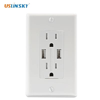 China Shanghai Linsky UL Popular Double USB Receptacle USB Sockets Convenient Type for sale