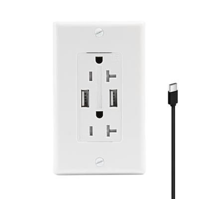 China Shanghai Linsky 20A 125V Dual USB Home/General Purpose Charger With 4.2Amp Duplex With Tamper Resistant Receptacle for sale