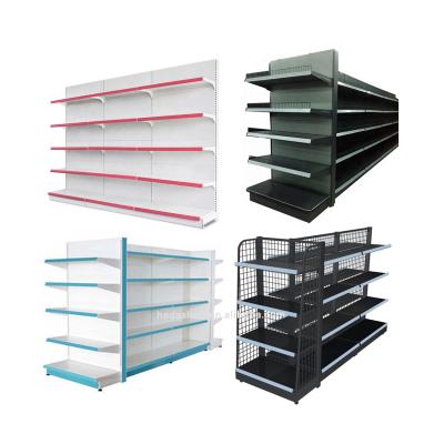 China Double Sided Supermarket Shelves Heavy Duty Supermarket Shelves Gondola Racks Display Goods For Supermarket Shelf for sale