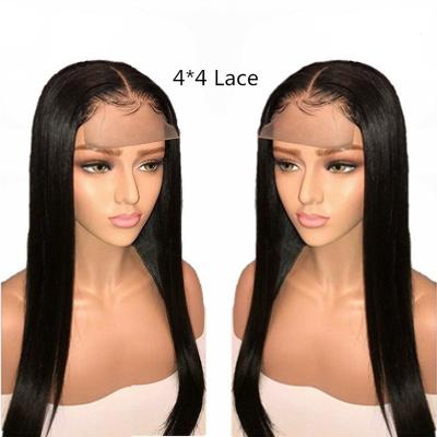 China Natural Straight Human Hair Wigs Wave 150% 180% 4x4 Lace Closure Wig Sellers 100%Aligned Cuticle Closure 200% Wholesale Silky Straight 4x4 Wig for sale