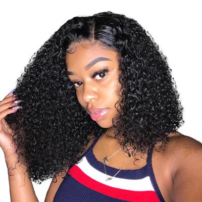 China Wholesale Jerry Curl Virgin Hair Cuticle Aligned 4*4 Hair Closure Short Bob Wigs Mink Brazilian Human Hair 4*4 Lace Closure Wigs Jerry Curly for sale