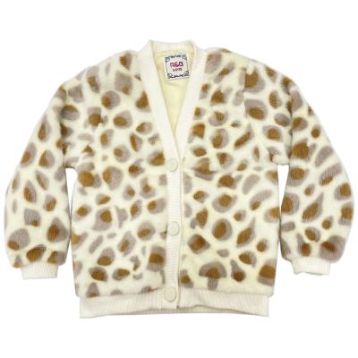 China High Quality Anti-wrinkle Outwear Girls Winter Faux Fur Jacket Kids Winter Fur Coats With Leopard Print Custom Fur Coat for sale