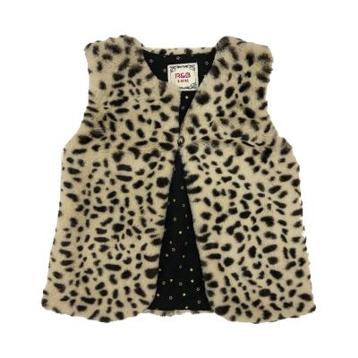 China Heavyweight Custom Outer Bundling Fur Vest Fashion Leopard Print Coat Coral Fleece Cute Kid Girl Clothing Vest For Children for sale