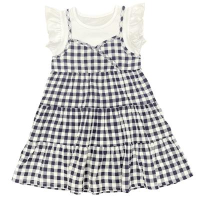 China Breathable Factory Custom Girls Dresses Slip Dress Baby Dress Sling Solid Color Plaid Dress For Girls Summer Kid Clothes for sale