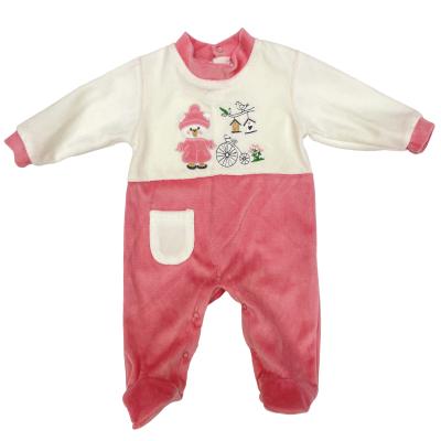 China 2021 hot VELVET factory custom cute cute velor baby overalls all season smocked romper for 0-12M baby for sale