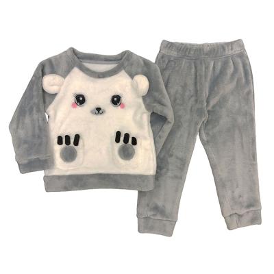 China Custom Made Logo Coral Fleece Cute Home Wear Winter Toddler Baby Boy Sleepwear Dressing Sets for sale