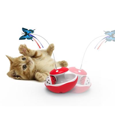 China 2023 Halfly Viable Interactive Cat Car Cat Toys Butterfly Car Obstacle Light Avoidance Funny Automatic Electric Smart Cat Feather for sale