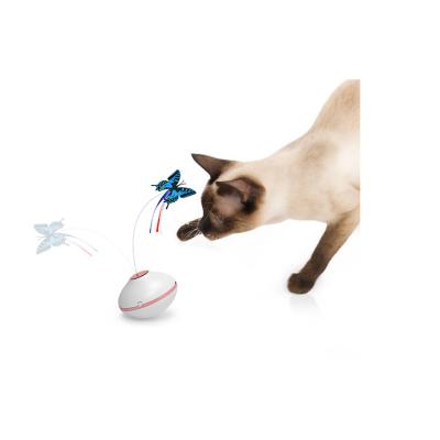 China Vietnam Sustainable Factory Smart Funny Motorized Pet Cat Toy Interactive Motion Automatic Self Rotating Electric Cat Toys With Butterfly for sale