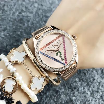 China Non-specific top selling watch strap set mesh stainless steel luxury women bracelets watches bling diamond couples wrist watch for export for sale