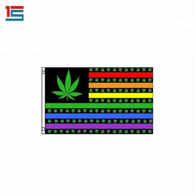 China Marijuana Leaf Rainbow Weed Gay Pride USA 3x5 Feet Lesbian Flag Scroll for sale