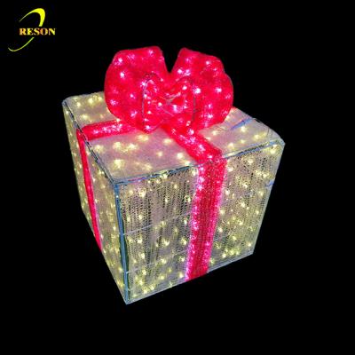 China Commercial Christmas Decoration Use Sculpture Gift Box Waterproof Led Lights For Party for sale