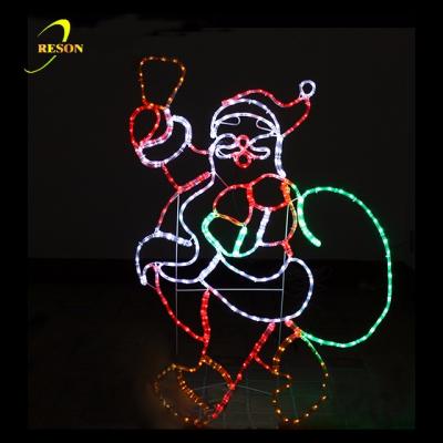 China Pvc+led Outdoor Lighted Santa Claus 2d Pattern Santa Claus Christmas Decorations Light Rope for sale