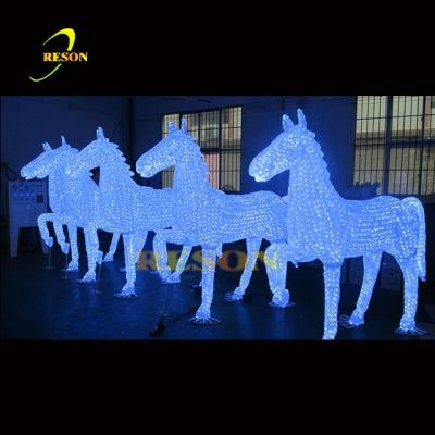 China Commercial Use Garden Decoration 3D Horse Sculpture Led Pattern Christmas Lights for sale