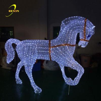 China Steady Bright Or Flashing Led Outdoor Christmas Pattern 3D White Acrylic Blood Horse for sale