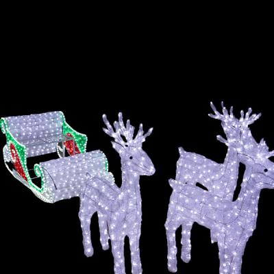 China Commercial Use New Arrive Outdoor Use Led Reindeer And Sleigh Sculpture For Holiday Christmas Decoration for sale