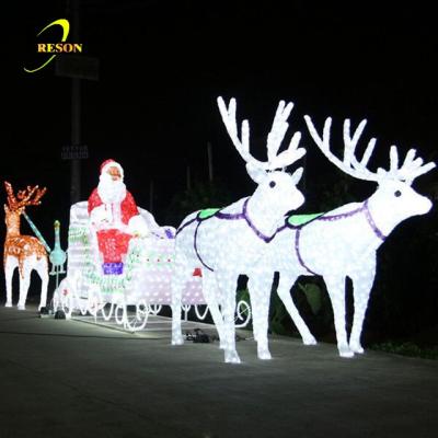 China Commercial Christmas Decor Use Outdoor Acrylic Deer 3D Pattern Carriage Light for sale