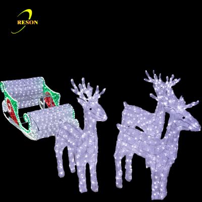 China 2017 New Commercial Use Christmas Decoration Metal Reindeer Sleigh Decor With Led Lights for sale