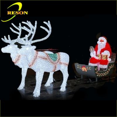 China Outdoor Commercial Use Reindeer Carriage LED Lighted Christmas Decoration for sale