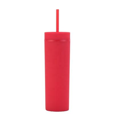 China Viable Insulated Reusable Plastic Tumbler Cups Double Wall Tumbler 16oz With Clear Acrylic Lean Lid Tumbler for sale