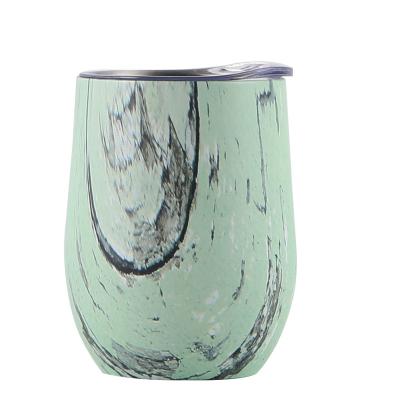 China New Sustainable Hot Selling Amazon Custom 12Oz Marble Stainless Steel Wine Insulated Stemless Tumbler for sale