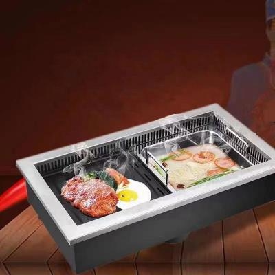 China Easily Cleaned Electric Hotpot BBQ Grill 2in 1 Combo Hotpot Equipment For Restaurant for sale