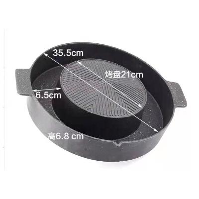 China High Quality Grill Pan Cookware Adjustable Size Cast Iron BBQ Grill Pan BBQ Griddle Pan Cookware For Restaurant for sale