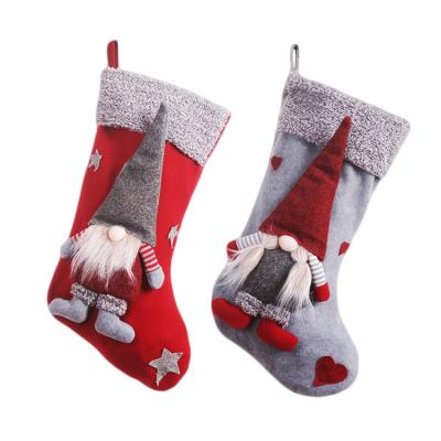 China Cute 3d Felt Thicker Felt Christmas Stockings For Fireplace Hanging Decorations for sale