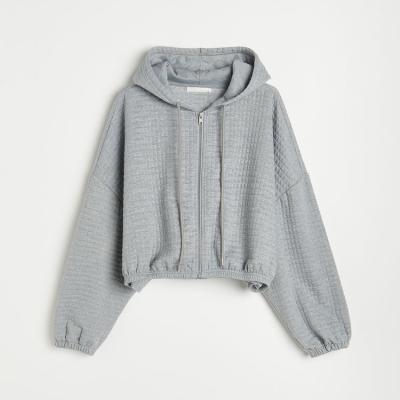 China 2022 New Breathable OEM Fashion Waffle Knit Zipper Hoodie Women Zipper Coat Hoodie for sale