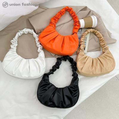 China Fashion Design High Quality Unique Women Retro Pleated Cloud Handbag Purses Hobo Bag for sale