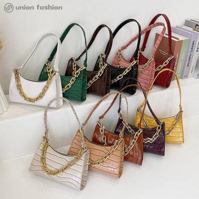 China Fashion New Arrival Christmas Chic Crocodile Skin Handbag Acrylic Chain Shoulder Bag for sale