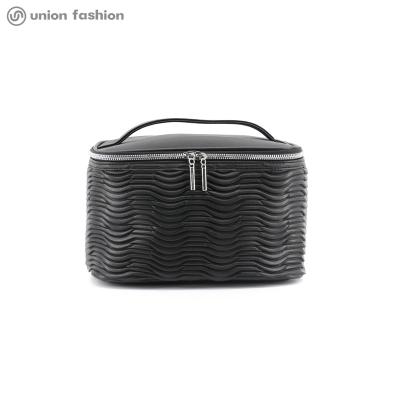 China Wholesale Fashion Custom Make Up Bag Black PVC Material Women Travel Cosmetic Bag for sale