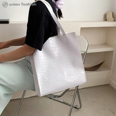 China Fashion New Arrival Simple Large Capacity Croc PU Leather Shopper And Tote Bags For Women for sale