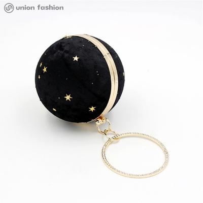 China High Quality Designer Luxury Handmade Velvet Women Prom Round Clutch Evening Clutch Bag For Lady for sale