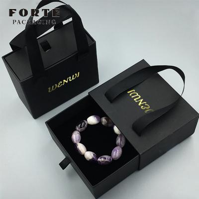 China FORTE 2021 Newest Custom Drawer Earring Jewelry Packaging Luxury Black Paper Gift Box for sale