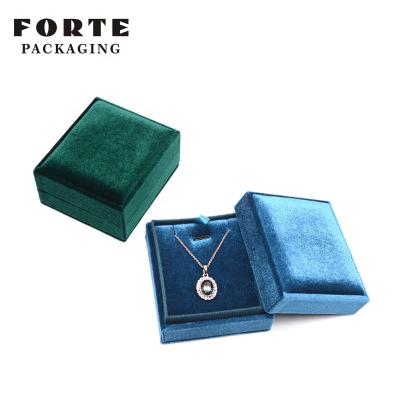 China Blue FORTE Square Velvet Necklace Jewelry Box Eco - Friendly Jewelry Packaging Ring Box for sale