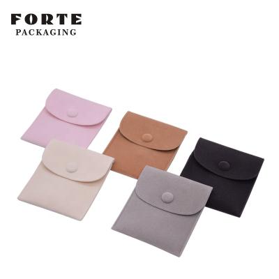 China Strict rectangle FORTE jewelry pouch luxury velvet jewelry bag eco-friendly production with snap for sale