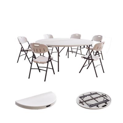 China Diameter 4ft Folding Tables Easy Carry Durable Outdoor Round Plastic Banquet Table For Events Party for sale